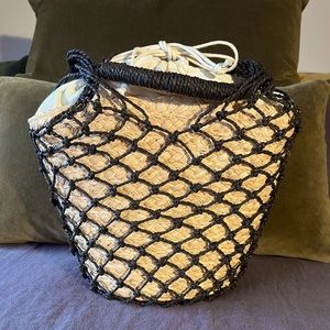 JCREW Sedona Basket bag in Straw - BLACK Brand New with Tags